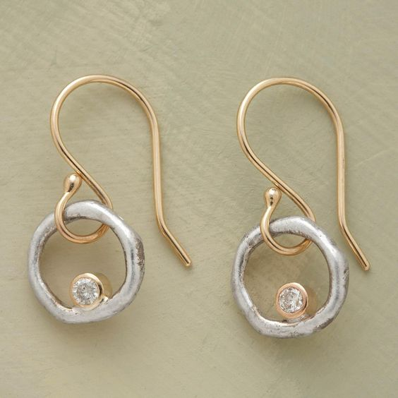 Vintage Guld & Sølv Zirconia Øreringe