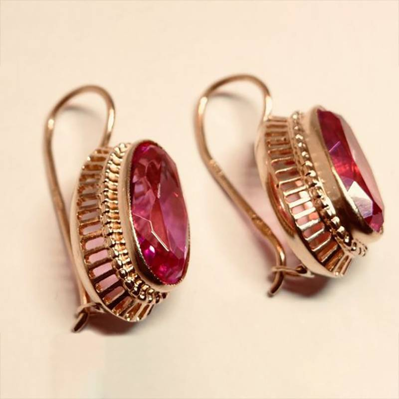 Zara™ | Vintage Røde Krystal Rose Guld Øreringe