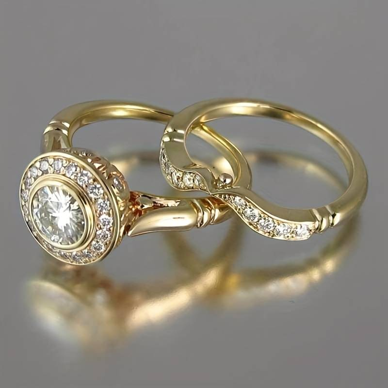 Vintage Guld & Zirkonia Ring Sæt