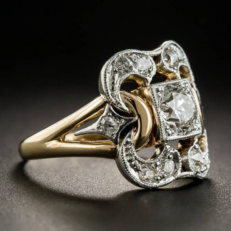 Gul vintage zirkonia ring