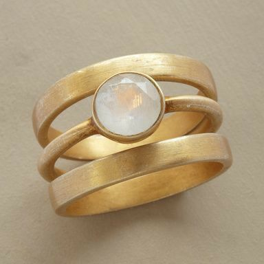 Vintage Guld & Indlagt Månestensring