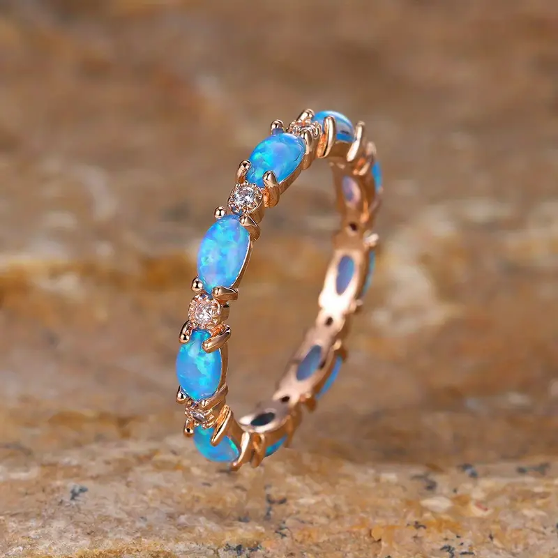 Blå Opal Guld Ring