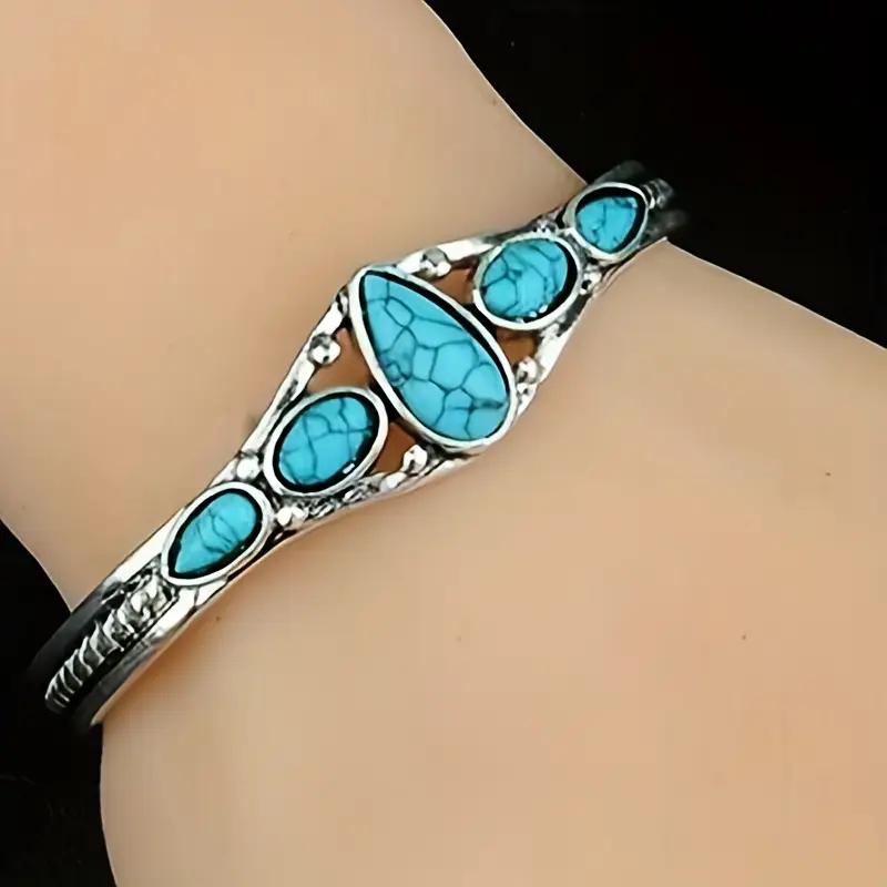 Blå Opal Sten Armbånd i Sølv