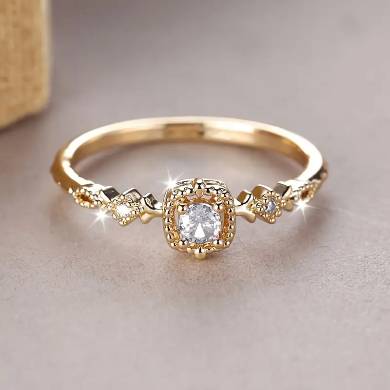 Vintage Krystal Lys Gylden Ring