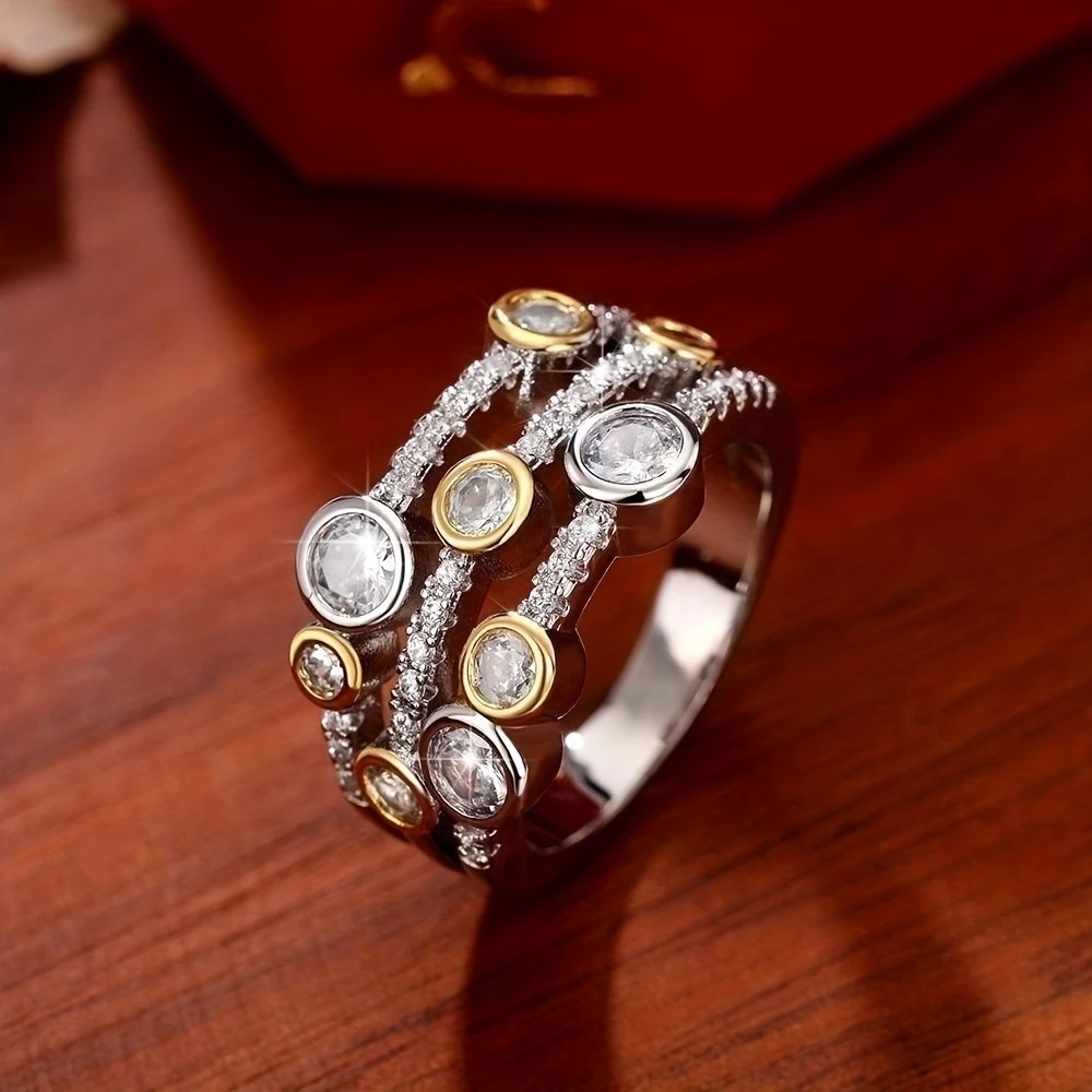 Lagdelte Sølv Zirkonia Ring