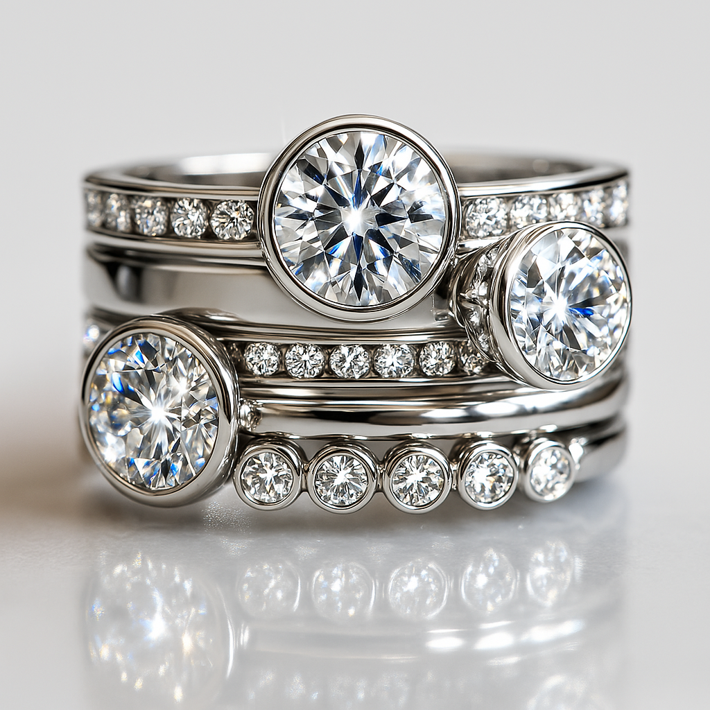 Elegant Sølv & Krystal Lagdelt Ring