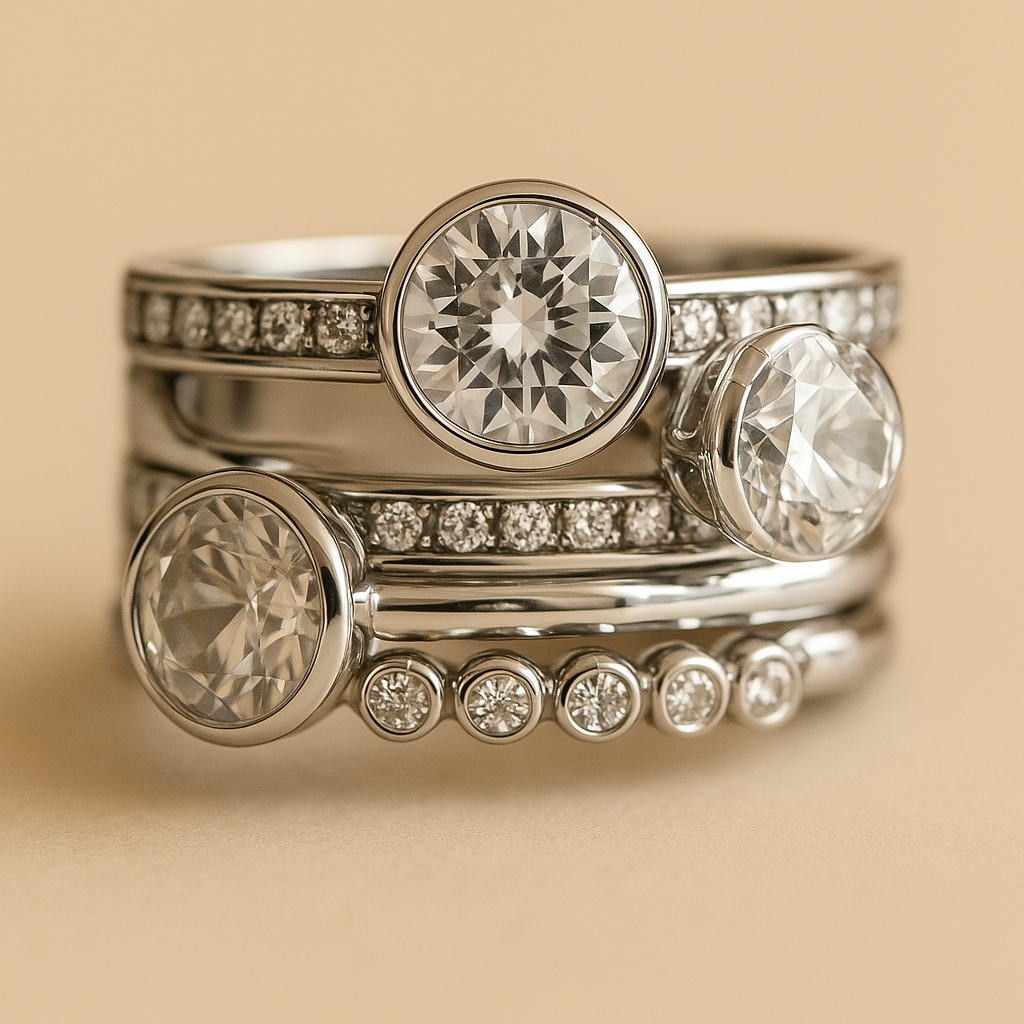 Elegant Sølv & Krystal Lagdelt Ring