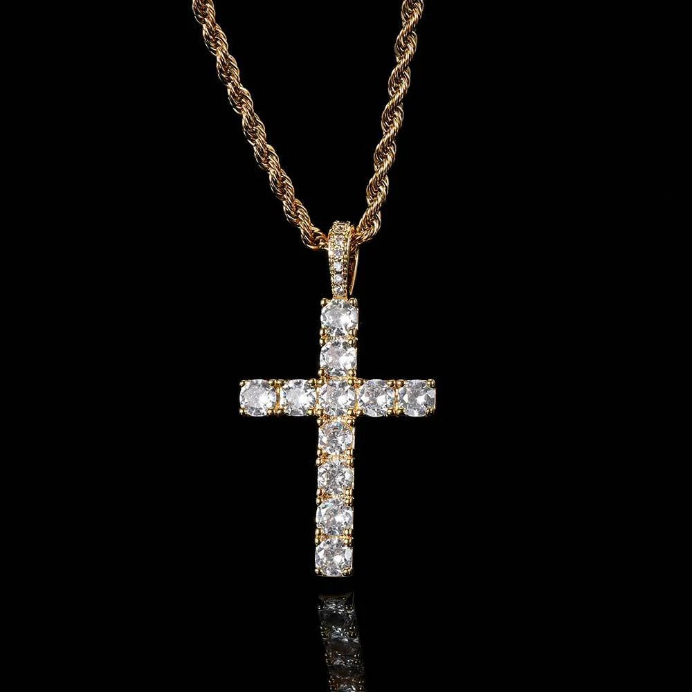 Faith™ | Guld Moissanite Kors Halskæde
