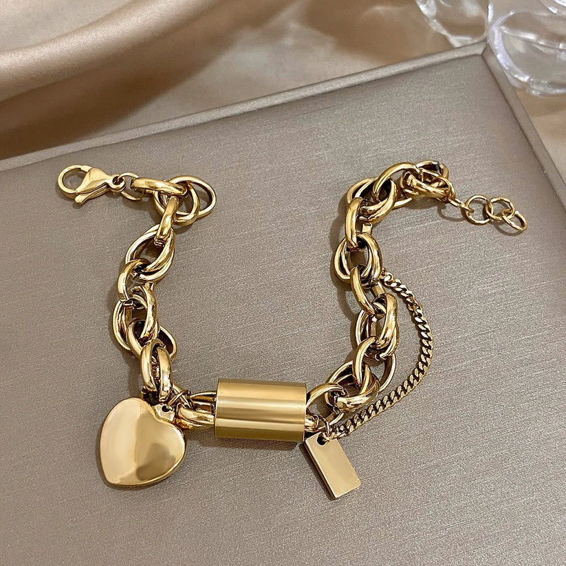 Heartened™ | Guld Chunky Armbånd